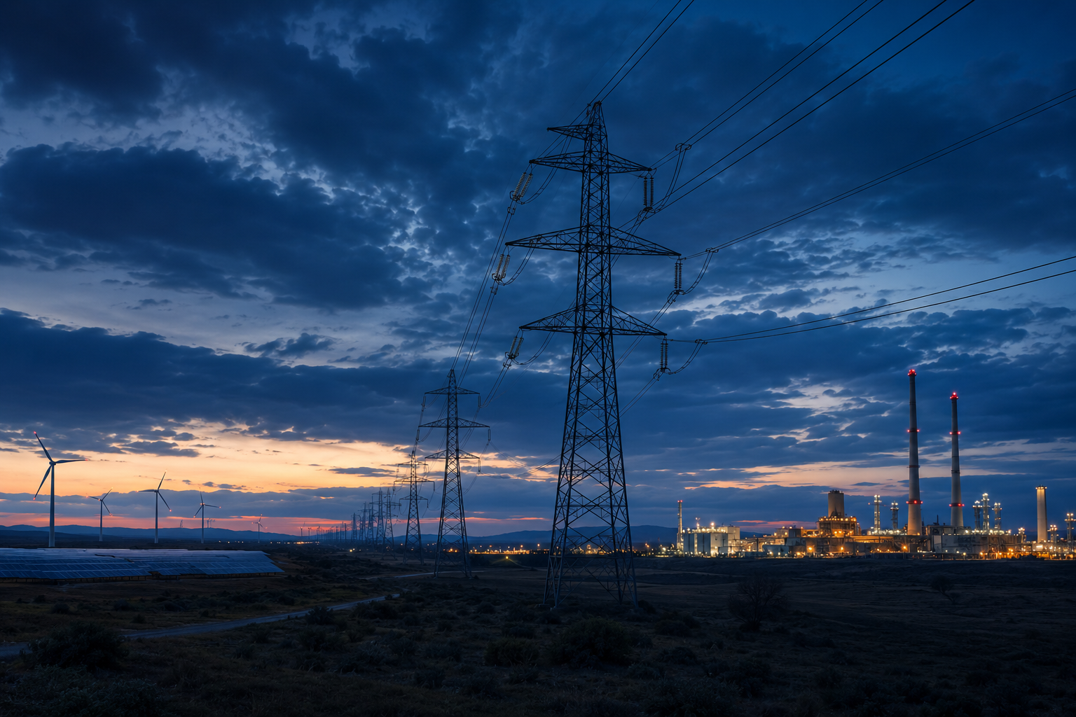 Red eléctrica con generación térmica y renovable
